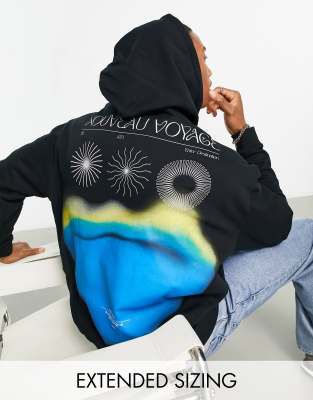 ASOS DESIGN oversized hoodie in black with mystic back print - ASOS Price Checker