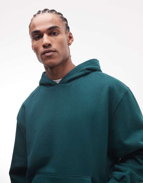 ASOS DESIGN - Felpa con cappuccio oversize premium da 400 g/m² verde scuro - view 1