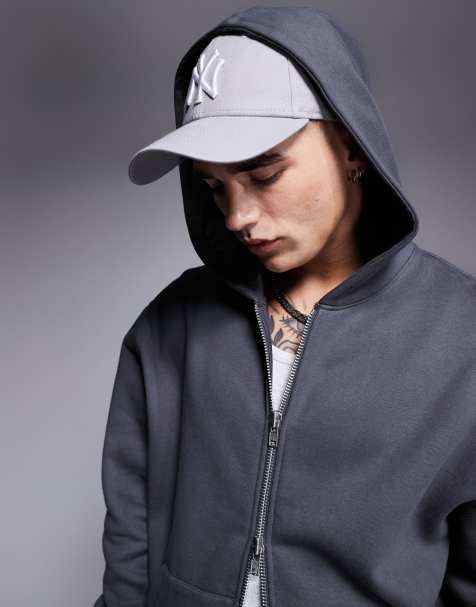 ASOS DESIGN - Felpa con cappuccio oversize premium pesante 400 gsm nera slavata con zip - view 1