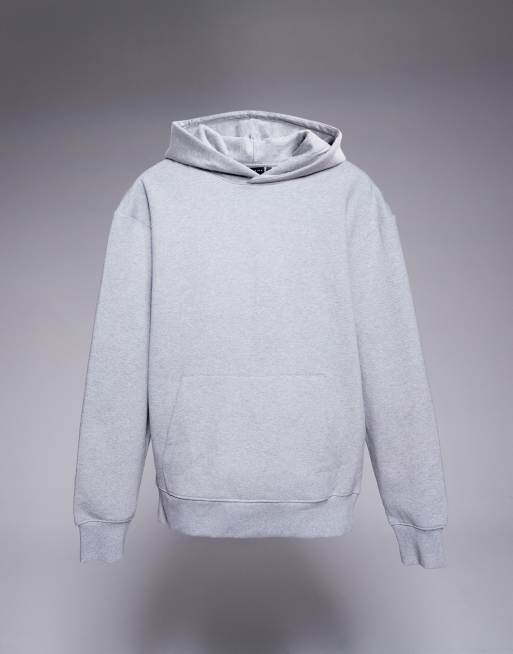 ASOS DESIGN - Felpa con cappuccio oversize premium pesante grigio mélange 400 gsm, 2 di 4