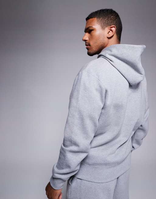 ASOS DESIGN - Felpa con cappuccio oversize premium pesante grigio mélange 400 gsm, 4 di 4