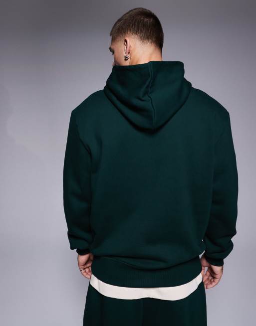 ASOS DESIGN - Felpa con cappuccio oversize premium pesante verde bosco 400 gsm, 2 di 4