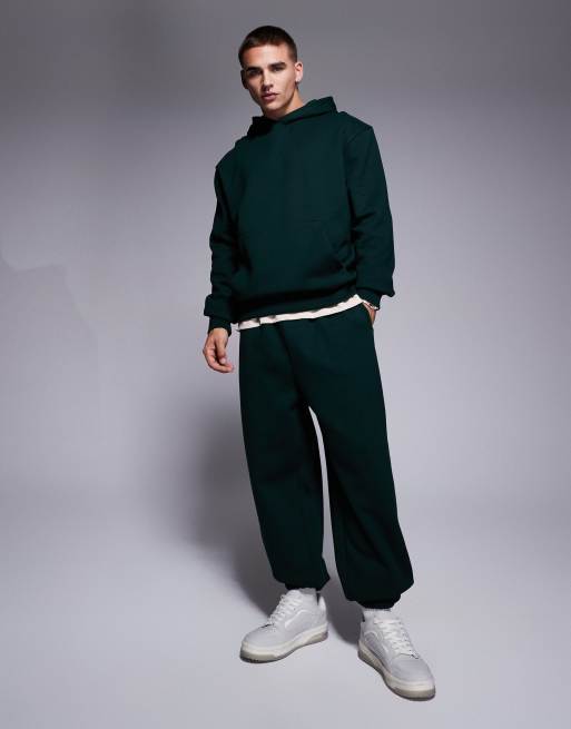 ASOS DESIGN - Felpa con cappuccio oversize premium pesante verde bosco 400 gsm, 3 di 4