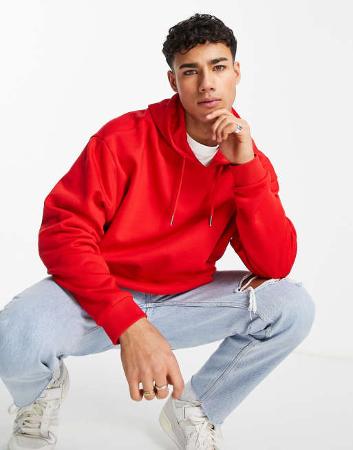 ASOS DESIGN - Felpa con cappuccio oversize rosso acceso