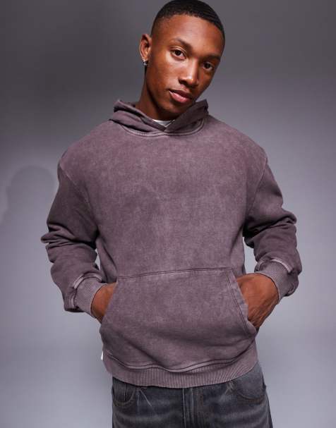 ASOS DESIGN - Felpa con cappuccio oversize squadrata bordeaux slavato - view 1
