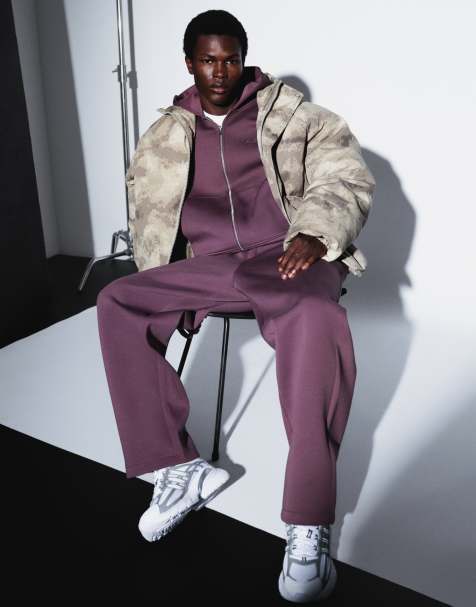ASOS DESIGN felpa con cappuccio oversize squadrata con stampa ricamata in tessuto effetto scuba in huckleberry - view 1