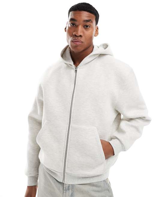 ASOS DESIGN - Felpa con cappuccio oversize squadrata in tessuto scuba grigio mélange