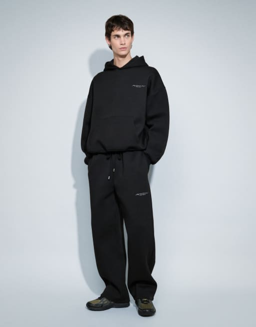ASOS DESIGN felpa con cappuccio oversize squadrata in tessuto scuba nera, 2 di 9