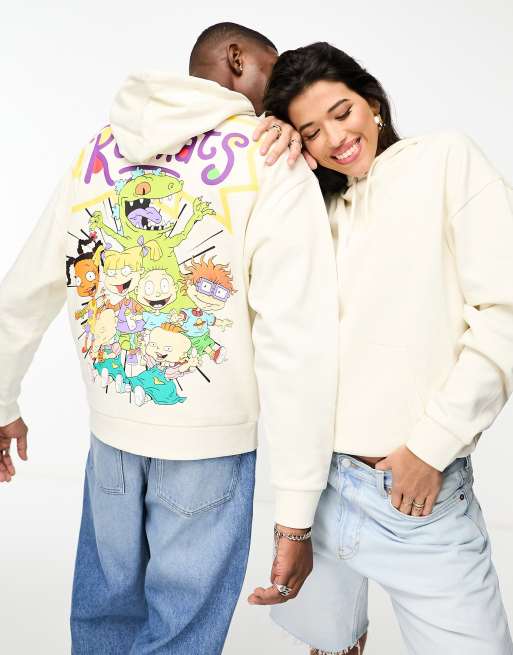 ASOS DESIGN - Felpa con cappuccio oversize unisex color crema con stampa 