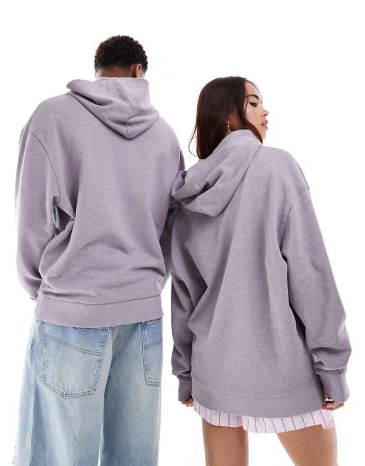 ASOS DESIGN - Felpa con cappuccio oversize unisex lilla slavato in coordinato, 3 di 4