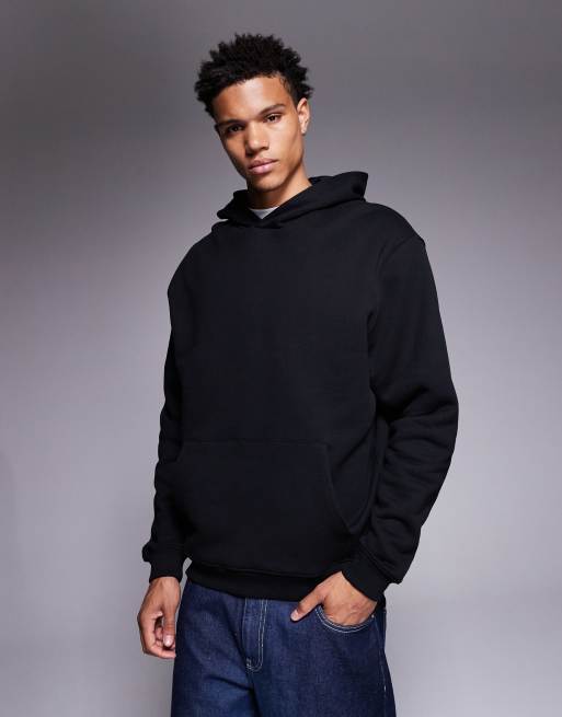 ASOS DESIGN - Felpa con cappuccio pesante 400 gsm premium nera