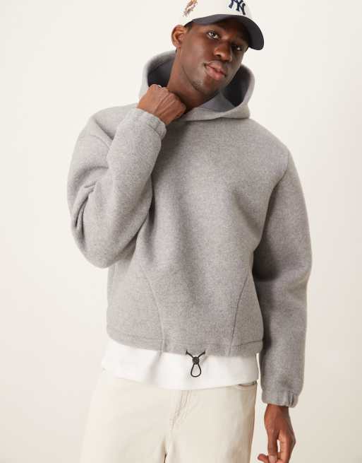 ASOS DESIGN - Felpa con cappuccio premium oversize squadrata in feltro effetto scuba grigio mélange