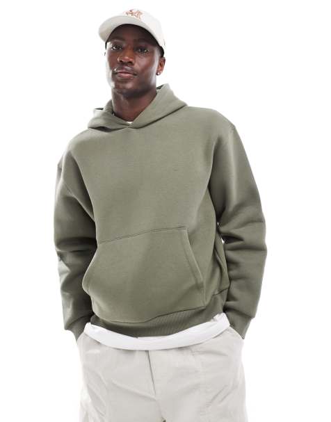 ASOS DESIGN - Felpa con cappuccio squadrata oversize kaki - view 1