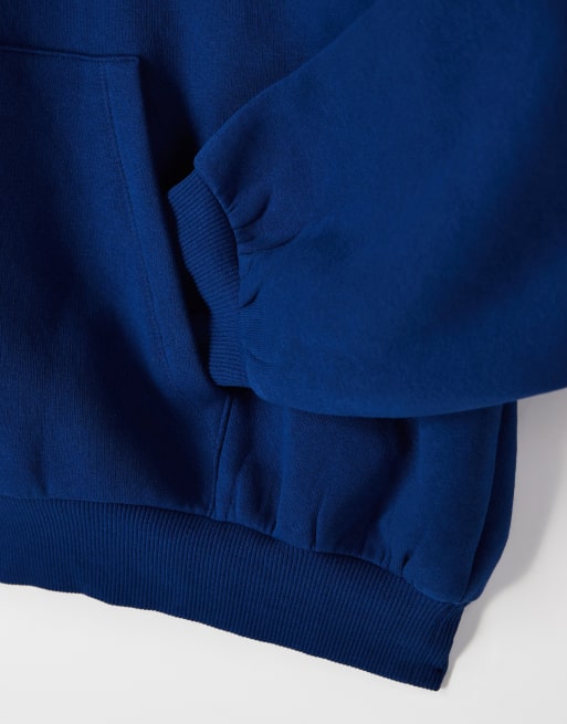 ASOS DESIGN - Felpa con cappuccio super oversize blu con scritta sul davanti e sul retro, 4 di 5