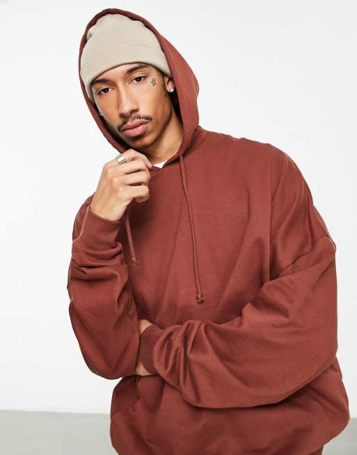 ASOS DESIGN - Felpa con cappuccio super oversize color arancione cannella
