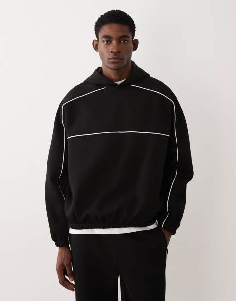 ASOS DESIGN - Felpa con cappuccio super oversize nera con profili a contrasto - view 1