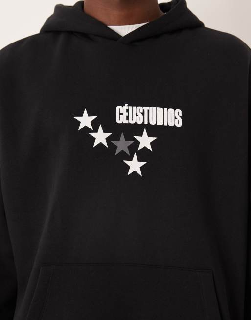 ASOS DESIGN - Felpa con cappuccio super oversize nera con scritta sul davanti e sul retro, 5 di 5