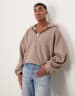 ASOS DESIGN - Felpa con cappuccio taglio corto pesante super oversize in pile marrone spazzolato 