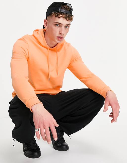 ASOS DESIGN - Felpa con cappuccio taglio lungo in cotone arancione - ORANGE