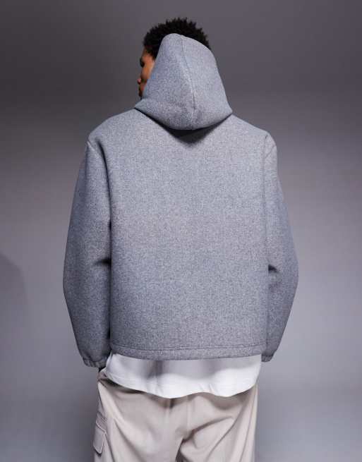 ASOS DESIGN - Felpa con cappuccio vestibilità comoda grigia in feltro, 3 di 5