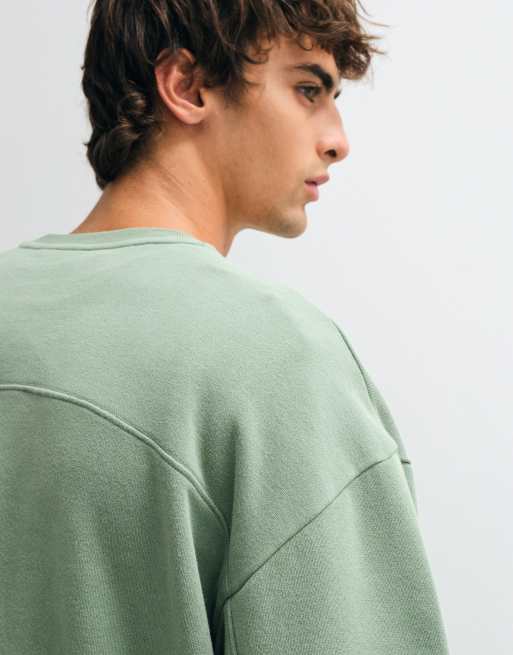 ASOS DESIGN felpa con dettagli a pannelli e coulisse verde chiaro, 2 di 5