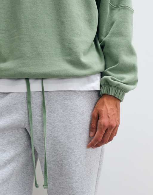 ASOS DESIGN felpa con dettagli a pannelli e coulisse verde chiaro, 4 di 5