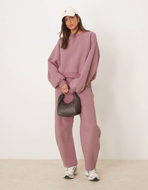 ASOS DESIGN - Felpa con maniche a palloncino rosa scuro in coordinato, 2 di 4