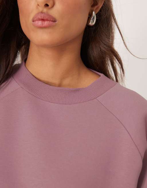 ASOS DESIGN - Felpa con maniche a palloncino rosa scuro in coordinato, 3 di 4