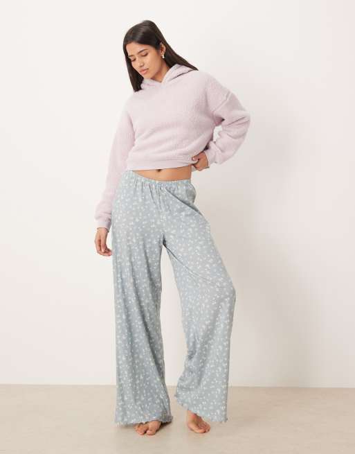 ASOS DESIGN - Felpa corta morbida da casa con cappuccio lilla, 4 di 4