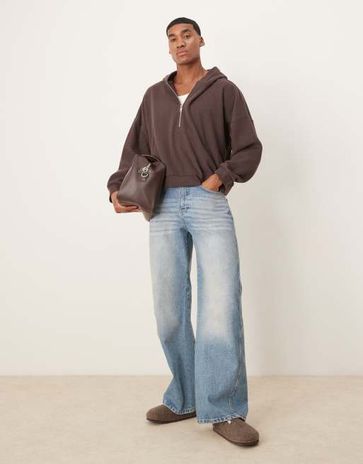 ASOS DESIGN Felpa corta super oversize marrone spazzolato