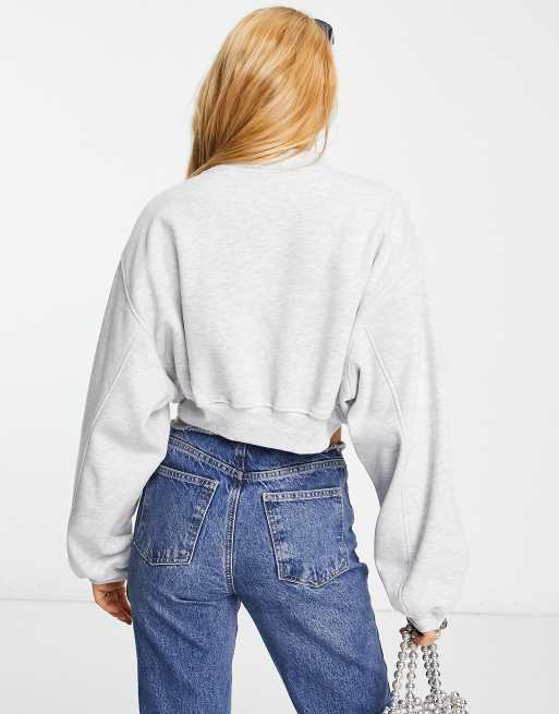 ASOS DESIGN - Felpa cortissima color ghiaccio mélange, 3 di 4