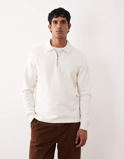 ASOS DESIGN - Felpa crema con zip corta - view 1