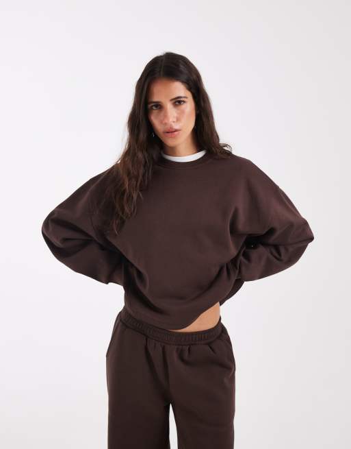 ASOS DESIGN - Mix & Match - Completo in felpa marrone spazzolato sul retro, 4 di 4