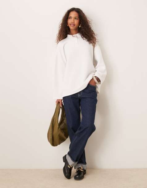 ASOS DESIGN - Felpa écru testurizzata con rovescio a ricci e collo serafino - view 1