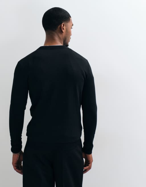 ASOS DESIGN felpa girocollo attillata nera, 5 di 5