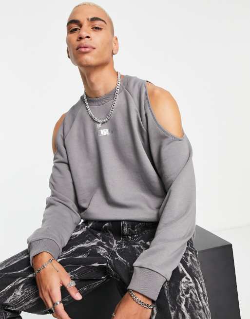 ASOS DESIGN - Felpa grigia con cut-out e logo