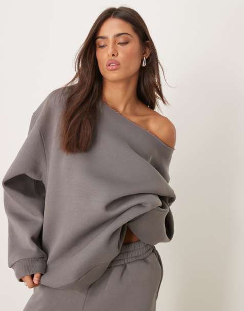 ASOS DESIGN - Felpa grigia con spalle scoperte in coordinato - view 1