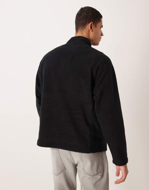 ASOS DESIGN - Felpa in pile nera vestibilità comoda con zip corta e collo a imbuto, 3 di 5