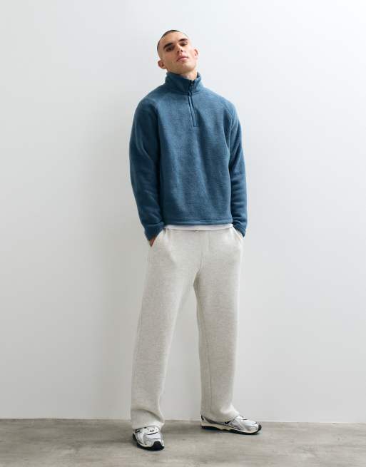 ASOS DESIGN felpa in pile relaxed con zip corta blu, 3 di 5