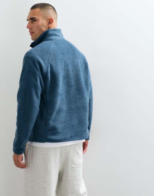 ASOS DESIGN felpa in pile relaxed con zip corta blu, 5 di 5