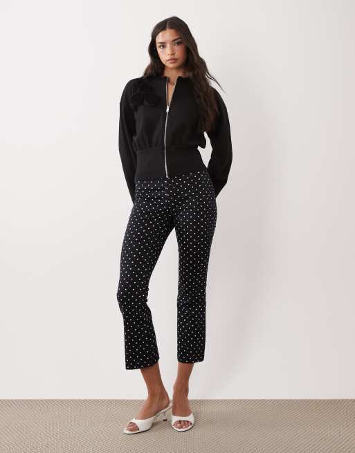 ASOS DESIGN - Felpa nera con motivo a fiori interlock e zip, 2 di 4