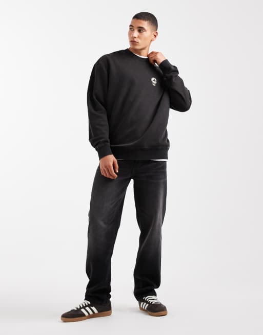 ASOS DESIGN - Felpa nera con stampa, 2 di 5