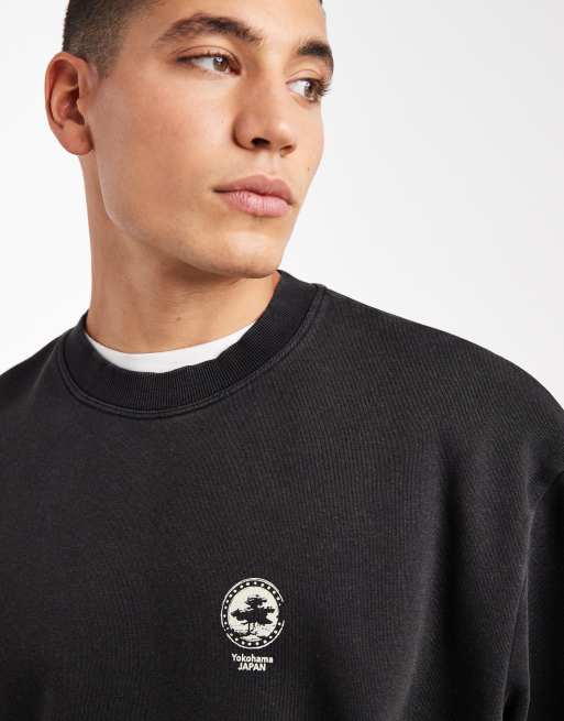 ASOS DESIGN - Felpa nera con stampa, 5 di 5