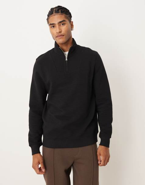 ASOS DESIGN - Felpa nera con zip corta - view 1