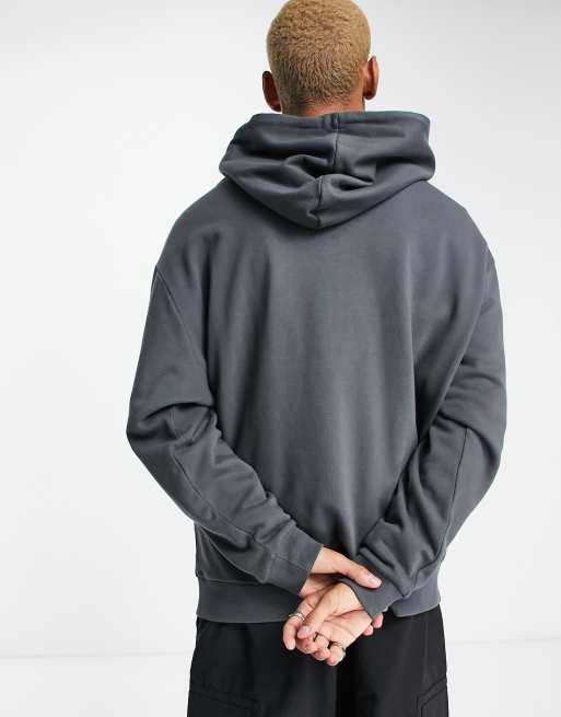 ASOS DESIGN - Felpa nera slavata con cappuccio, 3 di 4