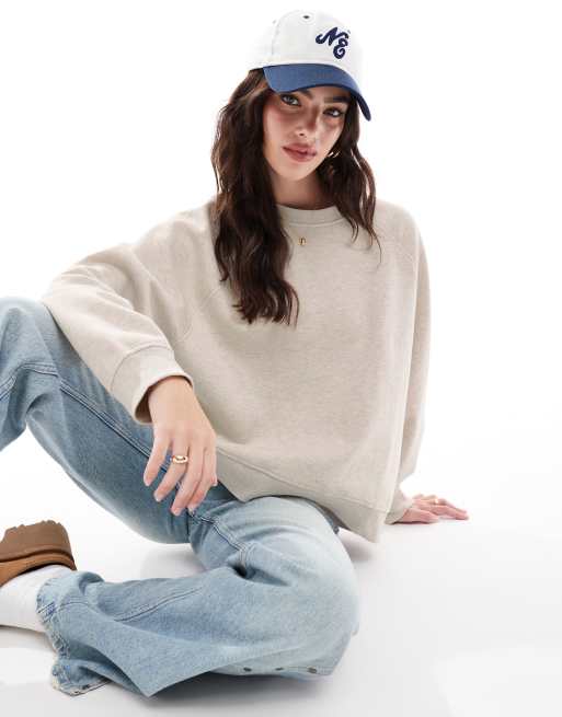 ASOS DESIGN - Felpa oversize avena con dettagli raglan