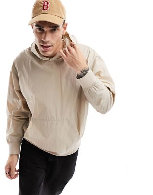 ASOS DESIGN oversized hoodie in beige with nylon detail - ASOS Price Checker
