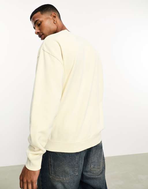 ASOS DESIGN - Felpa oversize beige slavato con stampa stile college, 2 di 4