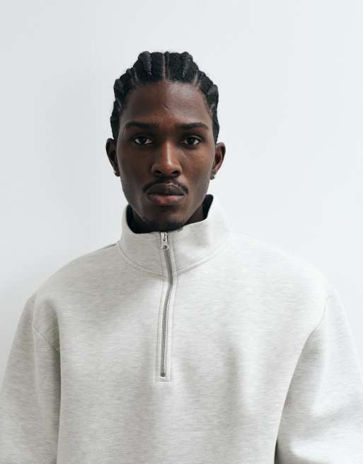 ASOS DESIGN - Felpa oversize bianca con zip corta, 4 di 5