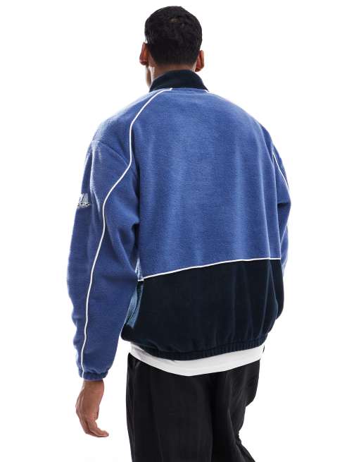 ASOS DESIGN - Felpa oversize blu in pile con zip corta e scollo a imbuto, 4 di 4